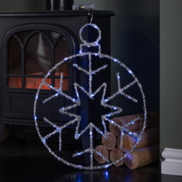 Samuel Alexander 49Cm Battery Powered Light Up Silver Christmas Snowflake Ball With Blue Twinkling Leds - thumbnail 6