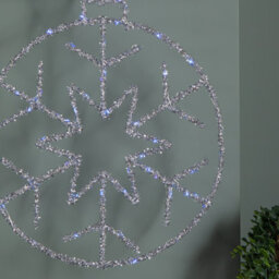 Samuel Alexander 49Cm Battery Powered Light Up Silver Christmas Snowflake Ball With Blue Twinkling Leds - thumbnail 5