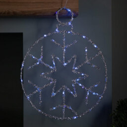 Samuel Alexander 49Cm Battery Powered Light Up Silver Christmas Snowflake Ball With Blue Twinkling Leds - thumbnail 9