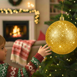 Shatchi 20Cm Dark Gold Glitter Christmas Bauble - Christmas Tree & Home Décor Ornament - thumbnail 8