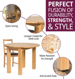 Hallowood Furniture Waverly Drop Leaf Round Table With 4 Cross Back Oak Chairs With Charcoal Fabric Seats - thumbnail 2