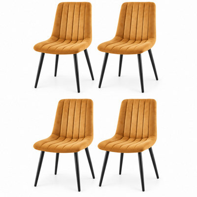 Oira Homes Brown Velvet Dining Chairs Set Of 4 Modern 4 Brown Kursi Chair Set Dining Room Furniture - image 1
