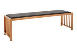 Orsina Contemporary Design Rose Gold Bench, Sleek Garden Bench For Outdoor, Leather Upholstered Dining Bench - thumbnail 2
