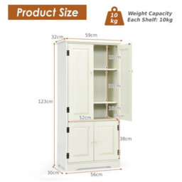 Costway Antique Low Floor Cabinet Wooden Storage Organizer Chest W/ Adjustable Shelf - thumbnail 3