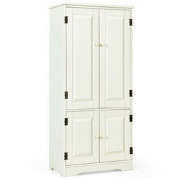 Costway Antique Low Floor Cabinet Wooden Storage Organizer Chest W/ Adjustable Shelf - thumbnail 2