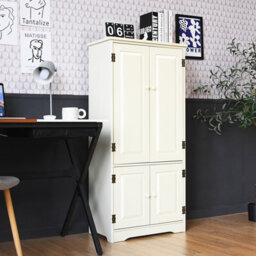 Costway Antique Low Floor Cabinet Wooden Storage Organizer Chest W/ Adjustable Shelf - thumbnail 5