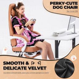 Gtplayer Gaming Chair, High Back Computer Chairs With Footrest And Cat Ears For Adults, Yellow, Pu Leather - thumbnail 7