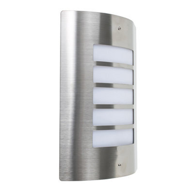 Valuelights Medlock Steel And Frosted Lens Ip44 Rated Outdoor Garden Wall Mounted Security Light With Bulb Cool White - image 1
