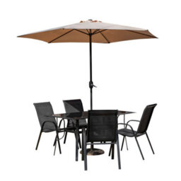 Samuel Alexander Outdoor 4 Person Rectangular Glass Top Garden Dining Table Chairs With Cream Parasol And Base Set - thumbnail 8
