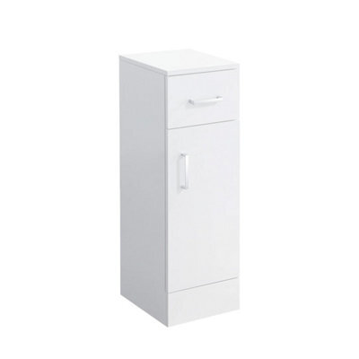 Bathroom Cabinet Cupboard Wooden Floor Freestanding Drawer Storage Unit White - image 1