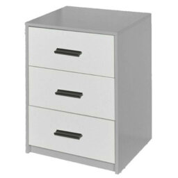 Urbn-Living Urbnliving Height 56Cm 3 Drawer Wooden Bedroom Bedside Cabinet Furniture Grey Carcass And White Drawers Storage Nightstand