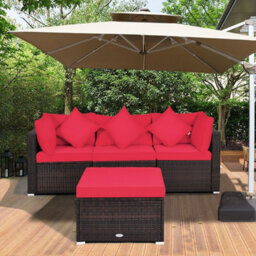 Gainoom 4 Pcs Rattan Patio Conversation Set Outdoor Furniture Sofa Set W/ Coffee Table - thumbnail 3