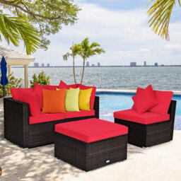 Gainoom 4 Pcs Rattan Patio Conversation Set Outdoor Furniture Sofa Set W/ Coffee Table - thumbnail 1