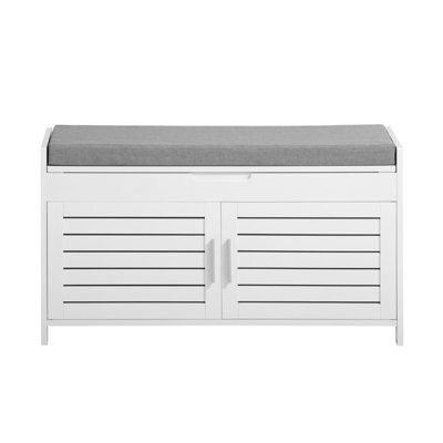 Sobuy Fsr102-W, Shoe Rack Shoe Storage Bench With Folding Padded Seat - Adjustable Storage Shelves,white,w90Xd32.5Xh50 - image 1
