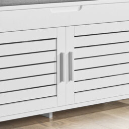 Sobuy Fsr102-W, Shoe Rack Shoe Storage Bench With Folding Padded Seat - Adjustable Storage Shelves,white,w90Xd32.5Xh50 - thumbnail 8