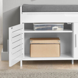 Sobuy Fsr102-W, Shoe Rack Shoe Storage Bench With Folding Padded Seat - Adjustable Storage Shelves,white,w90Xd32.5Xh50 - thumbnail 7