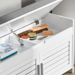 Sobuy Fsr102-W, Shoe Rack Shoe Storage Bench With Folding Padded Seat - Adjustable Storage Shelves,white,w90Xd32.5Xh50 - thumbnail 6