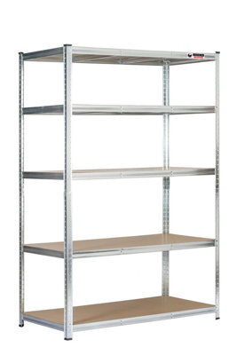 Rhino Racking 2 Bays - 180 X 120 X 60Cm - Galvanised - 5 Tier Boltless Heavy Duty Garage Shelving Unit - 1000Kg Load Weight - image 1