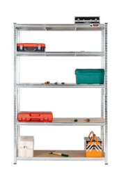 Rhino Racking 2 Bays - 180 X 120 X 60Cm - Galvanised - 5 Tier Boltless Heavy Duty Garage Shelving Unit - 1000Kg Load Weight - thumbnail 4