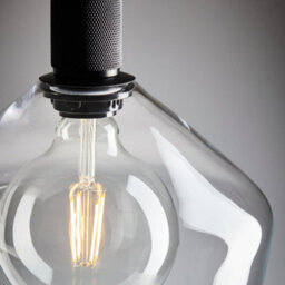 Industville Knurled Glass Schoolhouse Pendant - 10 Inch, Clear Glass, Black Pendant - thumbnail 2