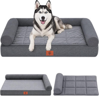 Luckracer Large Dog Bed Sofa Washable Orthopedic Dog Beds Black 104X64X15Cm - image 1