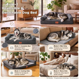 Luckracer Large Dog Bed Sofa Washable Orthopedic Dog Beds Black 104X64X15Cm - thumbnail 5