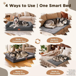 Luckracer Large Dog Bed Sofa Washable Orthopedic Dog Beds Black 104X64X15Cm - thumbnail 4