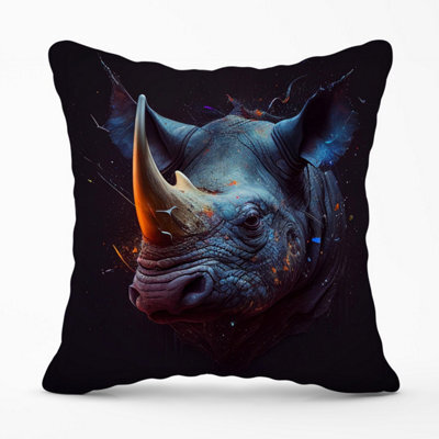Warren Reed Designer Rhino Face Splashart Outdoor Cushion 45Cm X 45Cm - image 1