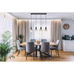Luminosa Lighting Luminosa Jack Bar Pendant Ceiling Light Matt Black Smoke Glass Shade 4X E27 - thumbnail 8