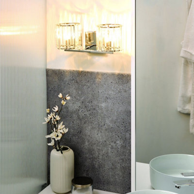 Beliani Wall Lamp - Modern Silver Iron Base With Clear Crystal Glass Shades, Geometric Wall Light, W35 X D17 X H15Cm - image 1