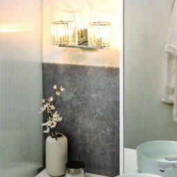 Beliani Wall Lamp - Modern Silver Iron Base With Clear Crystal Glass Shades, Geometric Wall Light, W35 X D17 X H15Cm - thumbnail 1