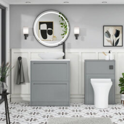 Royal Bathrooms Royal Bathroom Elmore 700mm Matt Pebble Grey Freestanding Bathroom Vanity Unit 2 Drawer Plain White Worktop With Nova Basin - thumbnail 5