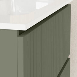Banyetti Linea Muscat Sage Ribbed Double Drawer Wall Hung Vanity Unit 800mm X 390mm - thumbnail 2