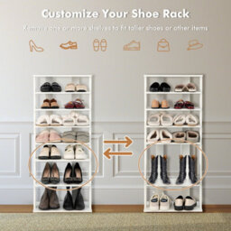 Costway 7 Tiers Double Shoe Rack Entryway Vertical Corner Shoe Stand For 14 Pairs-White - thumbnail 6