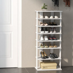 Costway 7 Tiers Double Shoe Rack Entryway Vertical Corner Shoe Stand For 14 Pairs-White - thumbnail 4