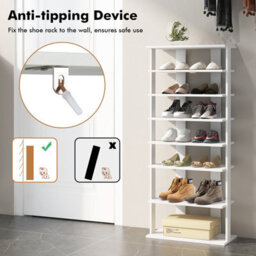 Costway 7 Tiers Double Shoe Rack Entryway Vertical Corner Shoe Stand For 14 Pairs-White - thumbnail 8