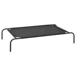 Berkfield Elevated Dog Bed Black L Textilene - thumbnail 1