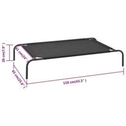 Berkfield Elevated Dog Bed Black L Textilene - thumbnail 6