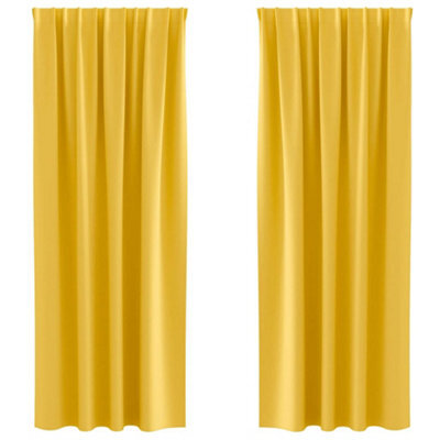 Berkfield Modern Curtains 2 Pcs Mustard Yellow 245 X 140 Cm Polyester