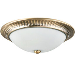 Anson Lighting Vico 2Lt Flush Antique Brass Plate And Etched Glass - thumbnail 1