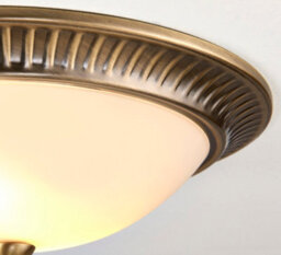 Anson Lighting Vico 2Lt Flush Antique Brass Plate And Etched Glass - thumbnail 2