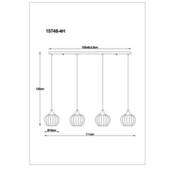 Luminosa Lighting Luminosa Sander Bar Pendant Ceiling Light Matt Black Blending Glass Shade 4X E27 - thumbnail 5