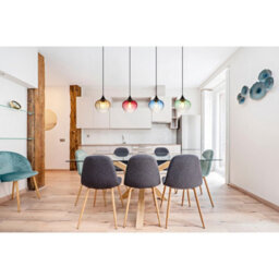 Luminosa Lighting Luminosa Sander Bar Pendant Ceiling Light Matt Black Blending Glass Shade 4X E27 - thumbnail 4