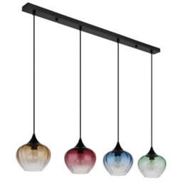 Luminosa Lighting Luminosa Sander Bar Pendant Ceiling Light Matt Black Blending Glass Shade 4X E27 - thumbnail 2