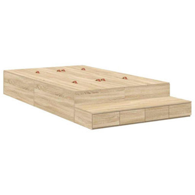 Berkfield Modern Storage Bed Frame Sonoma Oak 120X190 Cm - image 1