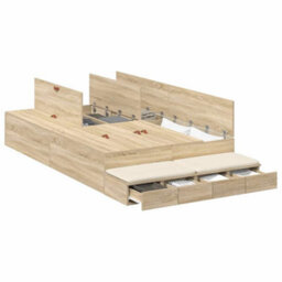 Berkfield Modern Storage Bed Frame Sonoma Oak 120X190 Cm - thumbnail 3