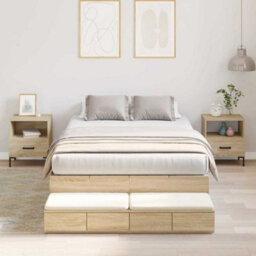 Berkfield Modern Storage Bed Frame Sonoma Oak 120X190 Cm - thumbnail 2