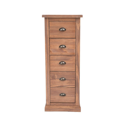 Cabinet Bits Tirolo 5 Drawer Narrow Chest Of Drawers Brass Cup Handle - image 1