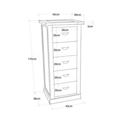 Cabinet Bits Tirolo 5 Drawer Narrow Chest Of Drawers Brass Cup Handle - thumbnail 9