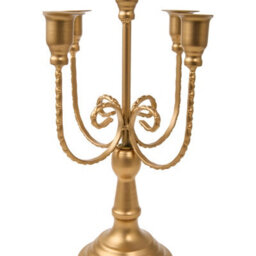 Living And Home 2 Pack Golden 5 Arm Vintage Candelabra Iron Candle Holders For Taper Candles Wedding Table Centerpiece - thumbnail 8